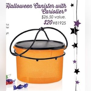 Orange Halloween Canister with Black Lid